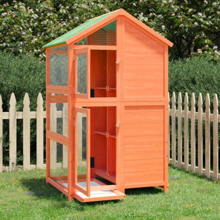 Casita para pájaros madera maciza pino marrón 97x81x152 cm de , Pies y jaulas para pájaros - Ref: Foro24-172258, Precio: 246,...