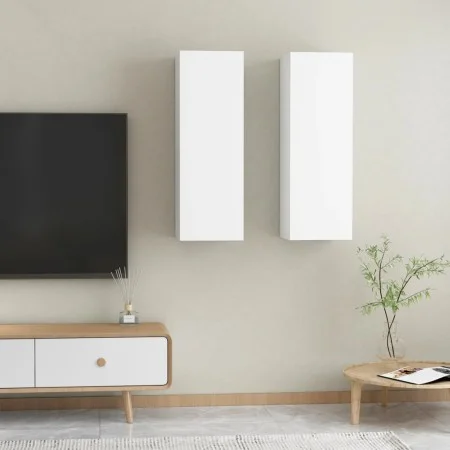 Muebles para TV 2 uds madera contrachapada blanco 30,5x30x90 cm de vidaXL, Muebles TV - Ref: Foro24-803345, Precio: 92,66 €, ...