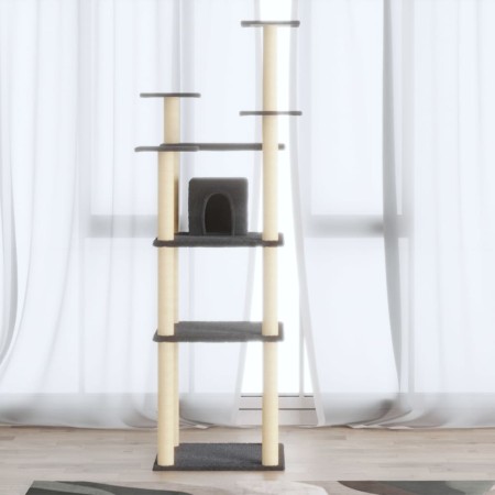 Rascador para gatos con postes de sisal gris oscuro 171 cm de , Mobiliario para gatos - Ref: Foro24-171487, Precio: 78,70 €, ...