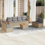 Set de sofás de jardín 9 pzas con cojines ratán sintético beige en Conjuntos de jardín | Comprar online en Foru.es