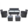 Set comedor de jardín 6 piezas y cojines ratán sintético negro de vidaXL, Conjuntos de jardín - Ref: Foro24-42643, Precio: 62...