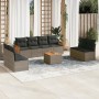 Set de muebles de jardín 9 pzas y cojines ratán sintético gris en Conjuntos de jardín | Comprar online en Foru.es