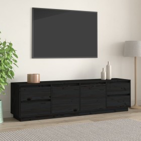Mueble de TV madera maciza de pino negro 176x37x47,5 cm de , Muebles TV - Ref: Foro24-814323, Precio: 254,18 €, Descuento: %