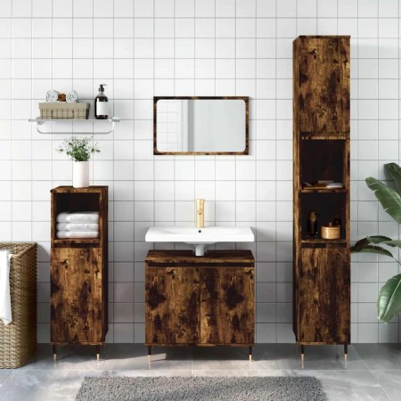 Armario de baño madera de ingeniería roble ahumado 58x33x60 cm de , Muebles de baño - Ref: Foro24-831577, Precio: 56,62 €, De...
