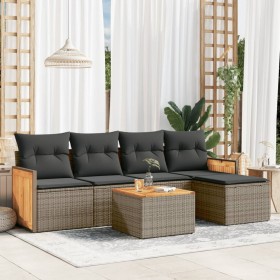 Set de muebles de jardín 6 pzas y cojines ratán sintético gris en Conjuntos de jardín | Comprar online en Foru.es