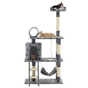 Rascador para gatos con poste de sisal 140 cm huellas gris de , Mobiliario para gatos - Ref: Foro24-170584, Precio: 96,22 €, ...