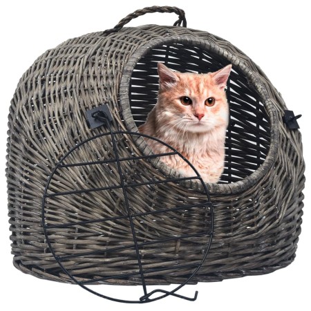 Transportín para gatos sauce natural gris 60x45x45 cm de , Transportines y cajas para mascotas - Ref: Foro24-170906, Precio: ...
