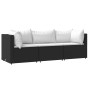 Set de muebles de jardín 3 pzas y cojines ratán sintético negro de , Sofás de exterior - Ref: Foro24-319734, Precio: 276,50 €...