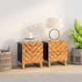 Mesitas de noche 2 uds madera maciza de mango marrón y negro de , Mesitas de noche - Ref: Foro24-356782, Precio: 122,14 €, De...