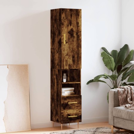 Aparador de madera contrachapada roble ahumado 34,5x34x180 cm de , Aparadores - Ref: Foro24-3198910, Precio: 106,31 €, Descue...