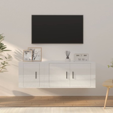 Set de muebles de TV 2 pzas madera contrachapada blanco brillo de , Muebles TV - Ref: Foro24-3188408, Precio: 83,11 €, Descue...