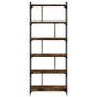 Librería 6 estantes madera ingeniería roble ahumado 76x32x192cm de , Librerías y estanterías - Ref: Foro24-833947, Precio: 10...
