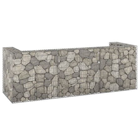 Muro gaviones para contenedor basura galvanizado 325x100x110 cm de , Soportes para contenedores de residuos - Ref: Foro24-151...