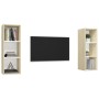 Muebles de salón de pared 2 piezas blanco y roble Sonoma de , Muebles TV - Ref: Foro24-3079858, Precio: 100,35 €, Descuento: %