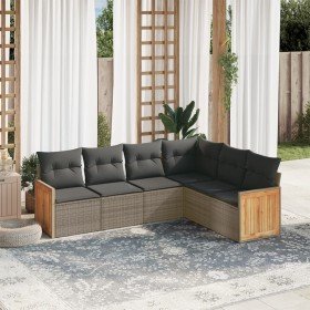 Set de muebles de jardín 6 pzas y cojines ratán sintético gris en Conjuntos de jardín | Comprar online en Foru.es
