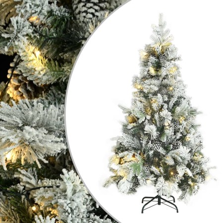 Árbol de Navidad con nieve, luces LED y piñas PVC y PE 195 cm de , Arboles de navidad - Ref: Foro24-3094561, Precio: 256,18 €...