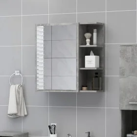 Armario espejo baño contrachapada gris hormigón 62,5x20,5x64 cm de vidaXL, Tocadores de baño - Ref: Foro24-803312, Precio: 70...