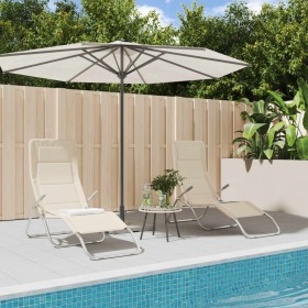 Tumbona plegable 2 uds textilene acero con recubrimiento crema de , Tumbonas - Ref: Foro24-312476, Precio: 162,79 €, Descuent...