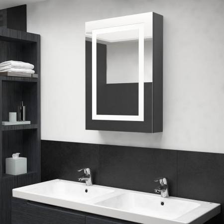 Armario de baño con espejo y LED gris 50x13x70 cm de , Tocadores de baño - Ref: Foro24-326490, Precio: 133,37 €, Descuento: %