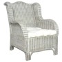 Sofá con cojín ratán natural y lino gris de , Sofás - Ref: Foro24-325464, Precio: 232,16 €, Descuento: %