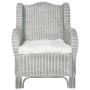 Sofá con cojín ratán natural y lino gris de , Sofás - Ref: Foro24-325464, Precio: 232,16 €, Descuento: %