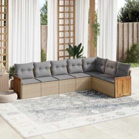 Set sofás de jardín 7 piezas y cojines ratán sintético beige en Conjuntos de jardín | Comprar online en Foru.es