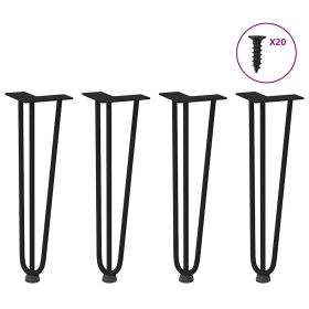 Patas de mesa tipo horquilla 4 uds acero macizo negro 42 cm de , Patas para mesas - Ref: Foro24-4012440, Precio: 52,79 €, Des...
