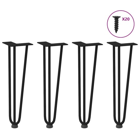 Patas de mesa tipo horquilla 4 uds acero macizo negro 42 cm de , Patas para mesas - Ref: Foro24-4012440, Precio: 52,79 €, Des...
