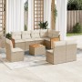Set de sofás de jardín 9 pzas con cojines ratán sintético beige en Conjuntos de jardín | Comprar online en Foru.es