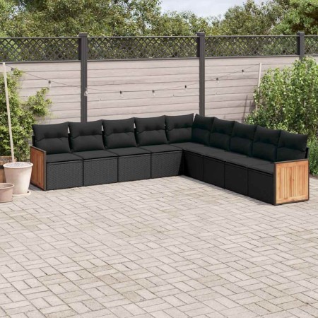 Set de sofás de jardín 8 piezas y cojines ratán sintético negro en Conjuntos de jardín | Comprar online en Foru.es
