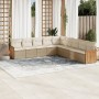 Set de sofás de jardín 9 pzas con cojines ratán sintético beige en Conjuntos de jardín | Comprar online en Foru.es