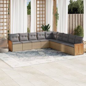 Set de sofás de jardín 9 pzas con cojines ratán sintético beige en Conjuntos de jardín | Comprar online en Foru.es
