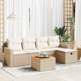 Juego de sofás jardín con cojines 6 pzas ratán sintético beige de , Conjuntos de jardín - Ref: Foro24-3325782, Precio: 430,18...
