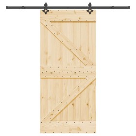 Puerta corredera con herrajes madera maciza de pino 95x210 cm de , Puertas - Ref: Foro24-3332636, Precio: 229,88 €, Descuento: %