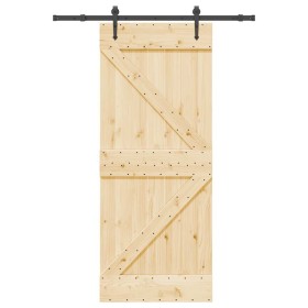 Puerta corredera con herrajes madera maciza de pino 85x210 cm de , Puertas - Ref: Foro24-3332641, Precio: 192,54 €, Descuento: %