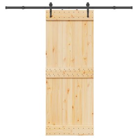 Puerta corredera con herrajes madera maciza de pino 80x210 cm de , Puertas - Ref: Foro24-3332695, Precio: 168,89 €, Descuento: %