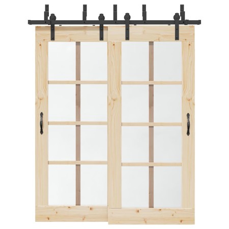 Kit de herrajes para puertas correderas acero negro 183 cm de , Artículos para puertas - Ref: Foro24-3295721, Precio: 120,12 ...