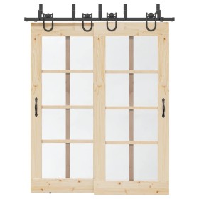 Kit de herrajes para puertas correderas acero negro 183 cm de , Artículos para puertas - Ref: Foro24-3295737, Precio: 101,99 ...