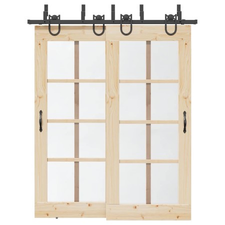 Kit de herrajes para puertas correderas acero negro 183 cm de , Artículos para puertas - Ref: Foro24-3295737, Precio: 101,99 ...