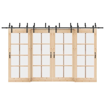 Kit de herrajes para puertas correderas acero negro 400 cm de , Artículos para puertas - Ref: Foro24-3295742, Precio: 256,46 ...