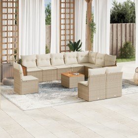 Set de sofás de jardín 11pzas con cojines ratán sintético beige en Conjuntos de jardín | Comprar online en Foru.es