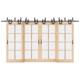 Kit de herrajes para puertas correderas acero negro 400 cm de , Artículos para puertas - Ref: Foro24-3295754, Precio: 243,09 ...