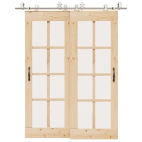 Kit de herrajes para puerta corredera 183 cm acero plateado de , Artículos para puertas - Ref: Foro24-3295763, Precio: 199,49...