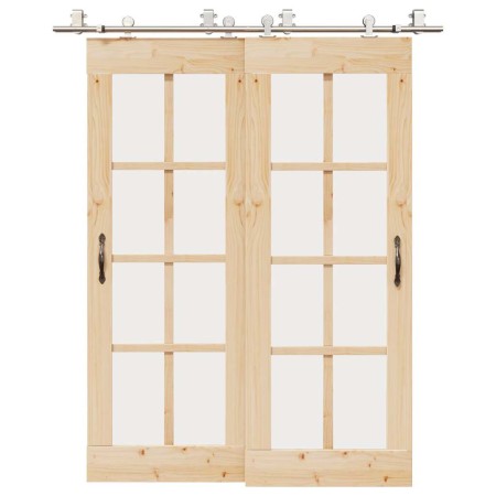 Kit de herrajes para puerta corredera 183 cm acero plateado de , Artículos para puertas - Ref: Foro24-3295763, Precio: 199,49...