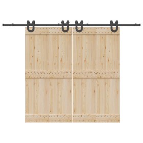 Kit de herrajes para puertas correderas acero negro 366 cm de , Artículos para puertas - Ref: Foro24-3295789, Precio: 102,46 ...