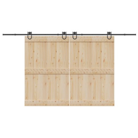 Kit de herrajes para puertas correderas acero negro 400 cm de , Artículos para puertas - Ref: Foro24-3295794, Precio: 82,39 €...