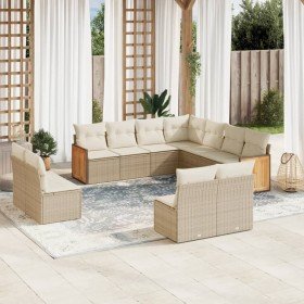Set de sofás de jardín 11pzas con cojines ratán sintético beige en Conjuntos de jardín | Comprar online en Foru.es