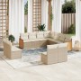 Set de sofás de jardín 11pzas con cojines ratán sintético beige en Conjuntos de jardín | Comprar online en Foru.es
