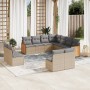 Set de sofás de jardín 11pzas con cojines ratán sintético beige en Conjuntos de jardín | Comprar online en Foru.es
