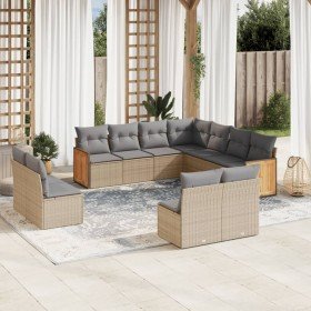 Set de sofás de jardín 11pzas con cojines ratán sintético beige en Conjuntos de jardín | Comprar online en Foru.es